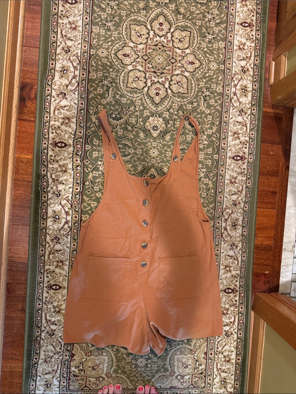 URBAN Romantics Rust Brown Button-Front Short Romper